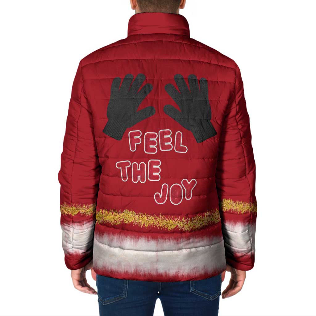 Feel The Joy Christmas Padded Jacket Xmas Holiday Patterns - Wonder Print Shop
