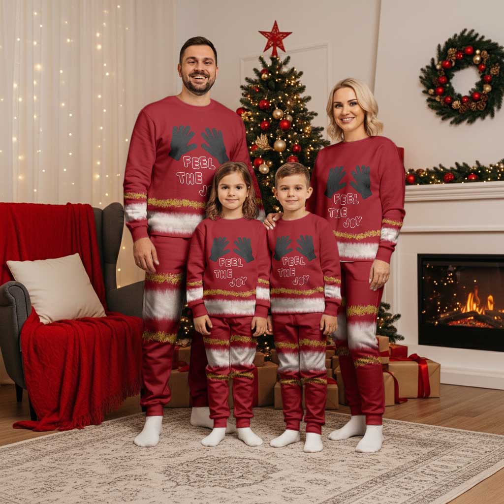 Feel The Joy Christmas Pajama Set Xmas Holiday Patterns - Wonder Print Shop