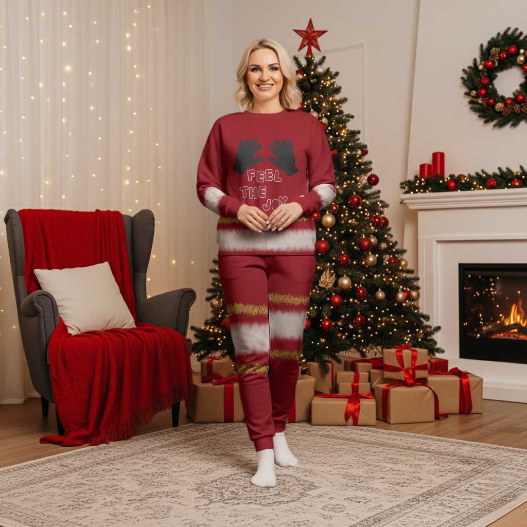 Feel The Joy Christmas Pajama Set Xmas Holiday Patterns - Wonder Print Shop