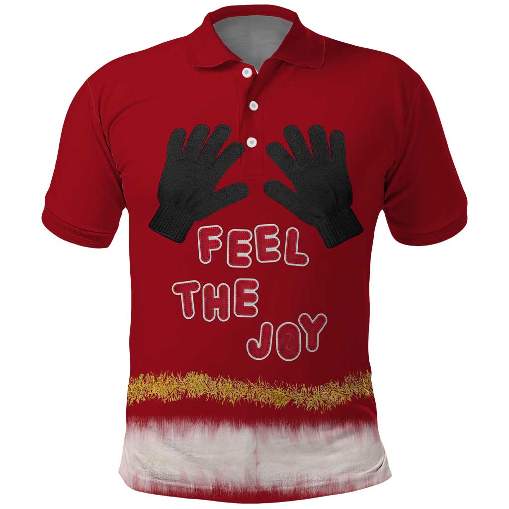 Feel The Joy Christmas Polo Shirt Xmas Holiday Patterns - Wonder Print Shop