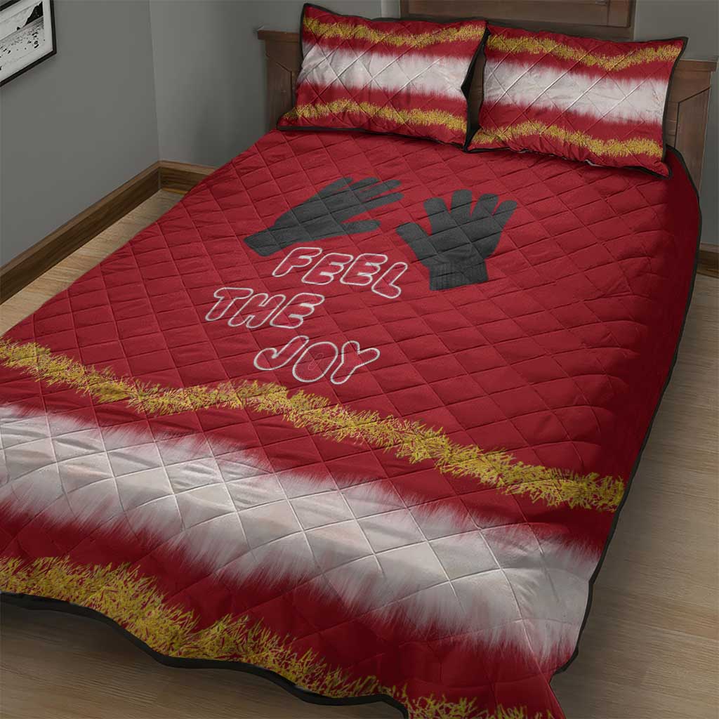 Feel The Joy Christmas Quilt Bed Set Xmas Holiday Patterns - Wonder Print Shop