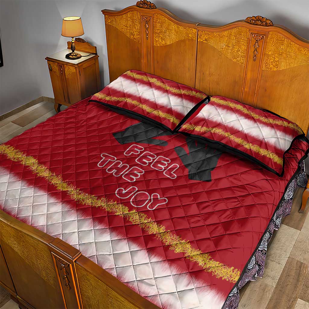 Feel The Joy Christmas Quilt Bed Set Xmas Holiday Patterns - Wonder Print Shop