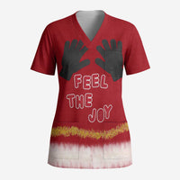 Feel The Joy Christmas Scrub Top Xmas Holiday Patterns - Wonder Print Shop