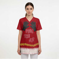 Feel The Joy Christmas Scrub Top Xmas Holiday Patterns - Wonder Print Shop