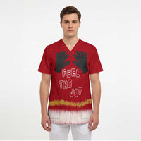 Feel The Joy Christmas Scrub Top Xmas Holiday Patterns - Wonder Print Shop