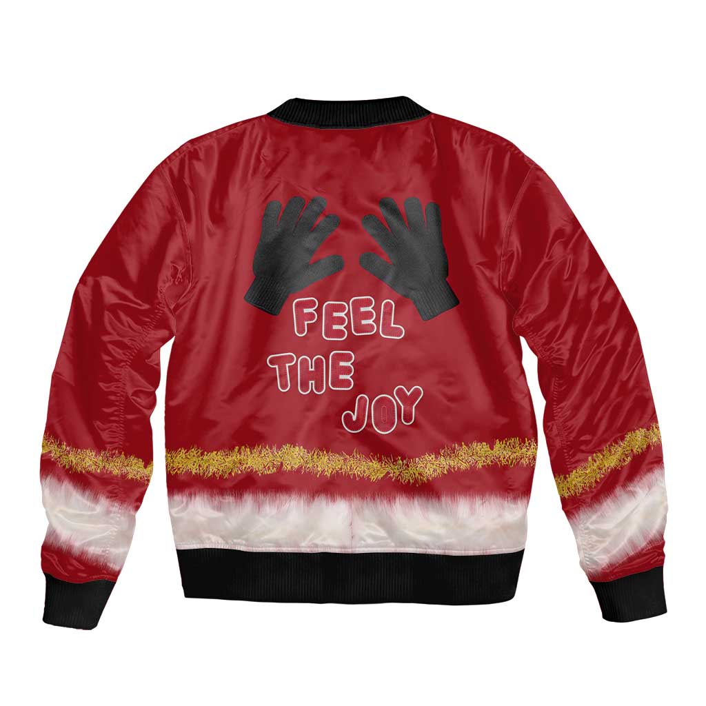 Feel The Joy Christmas Sleeve Zip Bomber Jacket Xmas Holiday Patterns - Wonder Print Shop