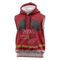Feel The Joy Christmas Sleeveless Hoodie Xmas Holiday Patterns - Wonder Print Shop