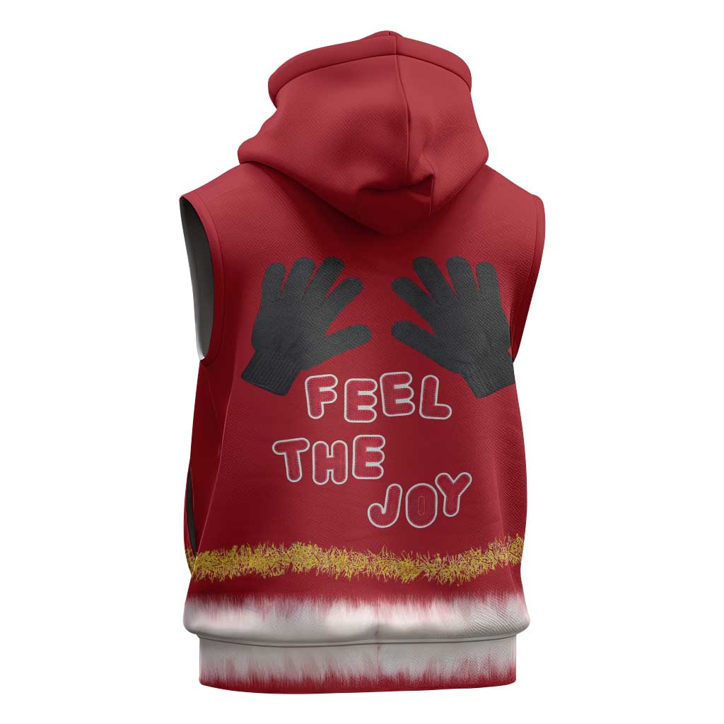 Feel The Joy Christmas Sleeveless Hoodie Xmas Holiday Patterns - Wonder Print Shop