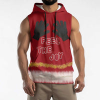 Feel The Joy Christmas Sleeveless Hoodie Xmas Holiday Patterns - Wonder Print Shop