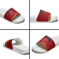 Feel The Joy Christmas Slide Sandals Xmas Holiday Patterns - Wonder Print Shop