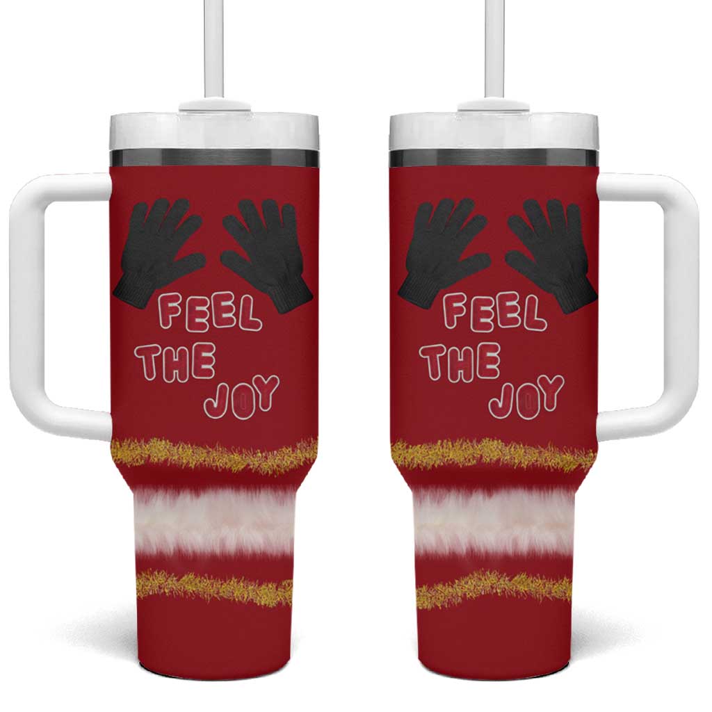 Feel The Joy Christmas Tumbler With Handle Xmas Holiday Patterns - Wonder Print Shop