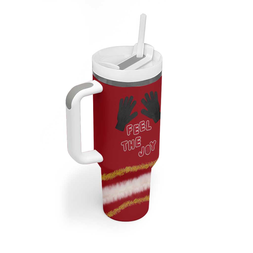 Feel The Joy Christmas Tumbler With Handle Xmas Holiday Patterns - Wonder Print Shop