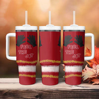Feel The Joy Christmas Tumbler With Handle Xmas Holiday Patterns - Wonder Print Shop