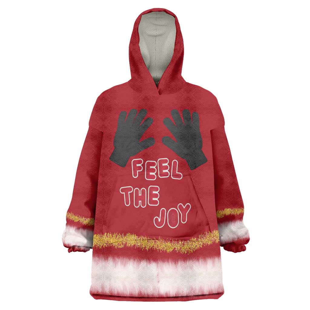 Feel The Joy Christmas Wearable Blanket Hoodie Xmas Holiday Patterns - Wonder Print Shop