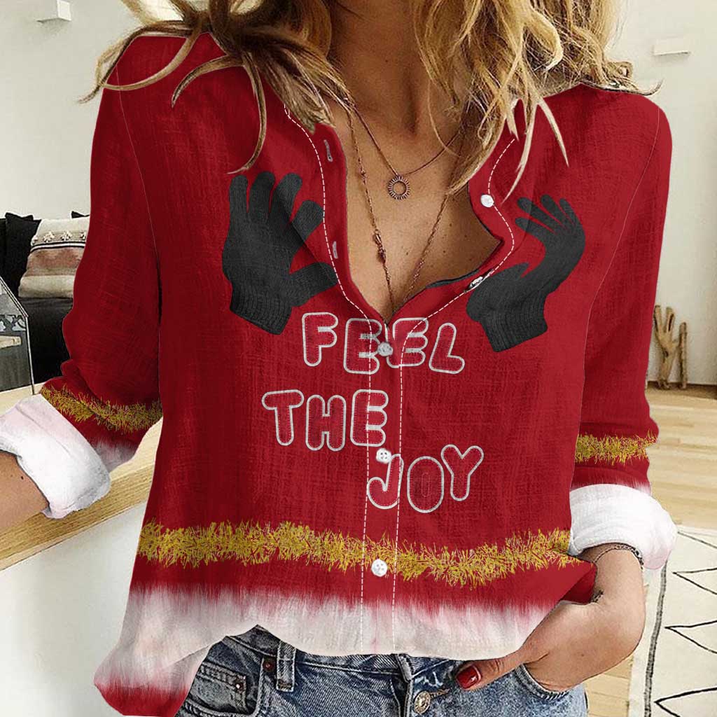 Feel The Joy Christmas Women Casual Shirt Xmas Holiday Patterns - Wonder Print Shop