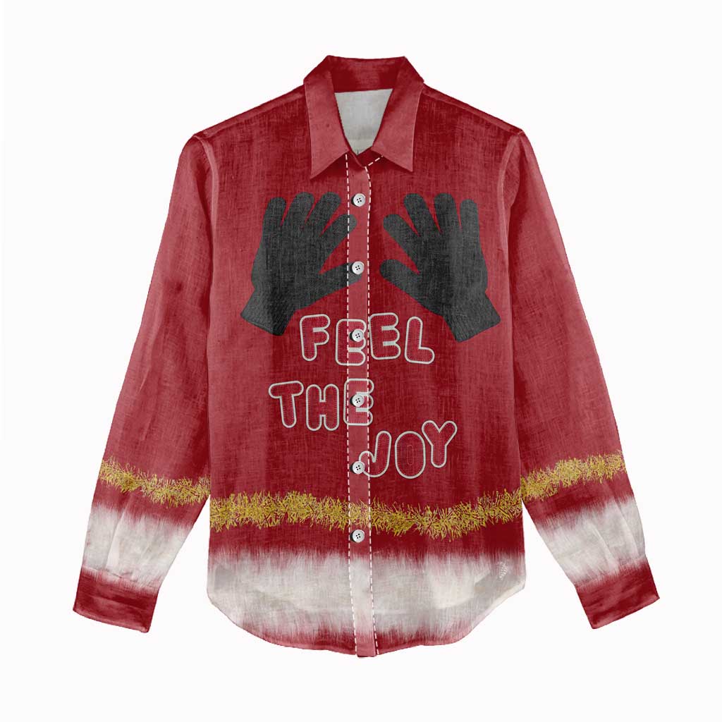 Feel The Joy Christmas Women Casual Shirt Xmas Holiday Patterns - Wonder Print Shop