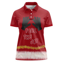 Feel The Joy Christmas Women Polo Shirt Xmas Holiday Patterns - Wonder Print Shop