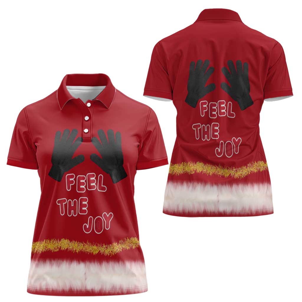 Feel The Joy Christmas Women Polo Shirt Xmas Holiday Patterns - Wonder Print Shop