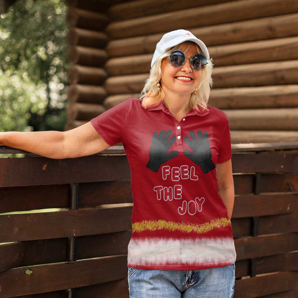 Feel The Joy Christmas Women Polo Shirt Xmas Holiday Patterns - Wonder Print Shop