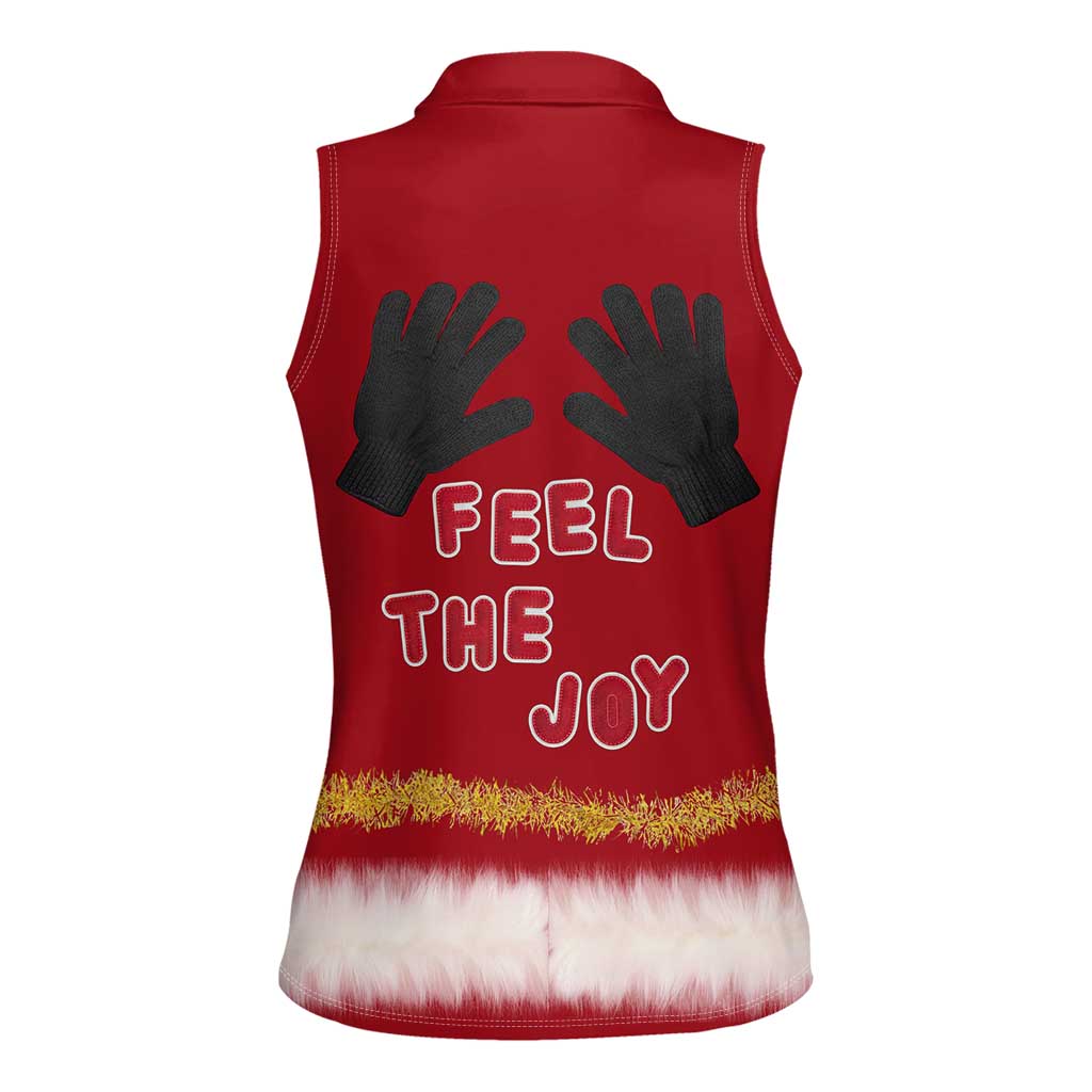 Feel The Joy Christmas Women Sleeveless Polo Shirt Xmas Holiday Patterns - Wonder Print Shop