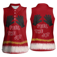 Feel The Joy Christmas Women Sleeveless Polo Shirt Xmas Holiday Patterns - Wonder Print Shop