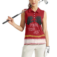 Feel The Joy Christmas Women Sleeveless Polo Shirt Xmas Holiday Patterns - Wonder Print Shop