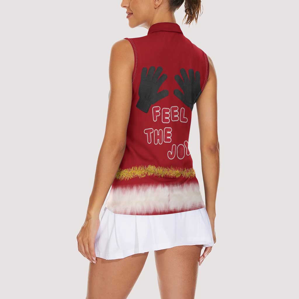 Feel The Joy Christmas Women Sleeveless Polo Shirt Xmas Holiday Patterns - Wonder Print Shop