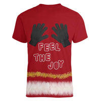 Feel The Joy Christmas Women V-Neck T-Shirt Xmas Holiday Patterns - Wonder Print Shop