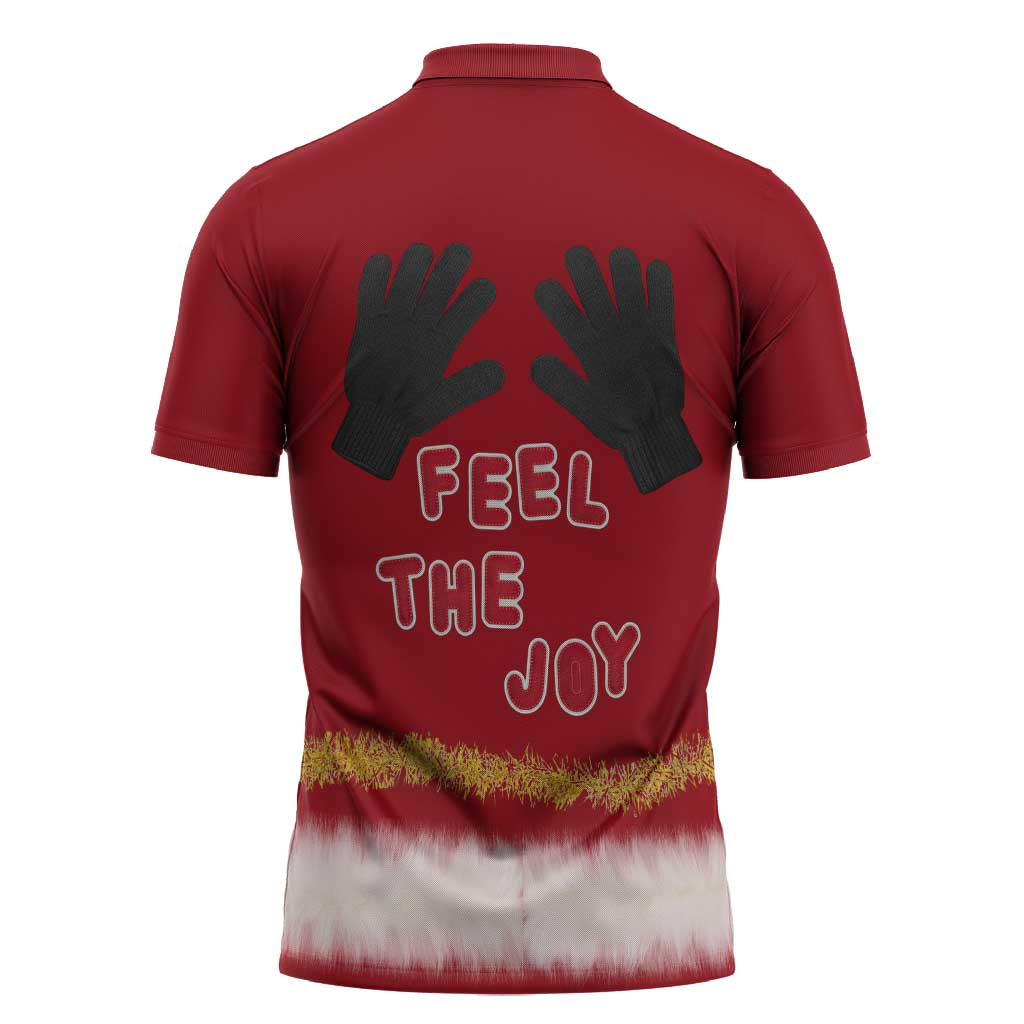 Feel The Joy Christmas Zipper Polo Shirt Xmas Holiday Patterns - Wonder Print Shop
