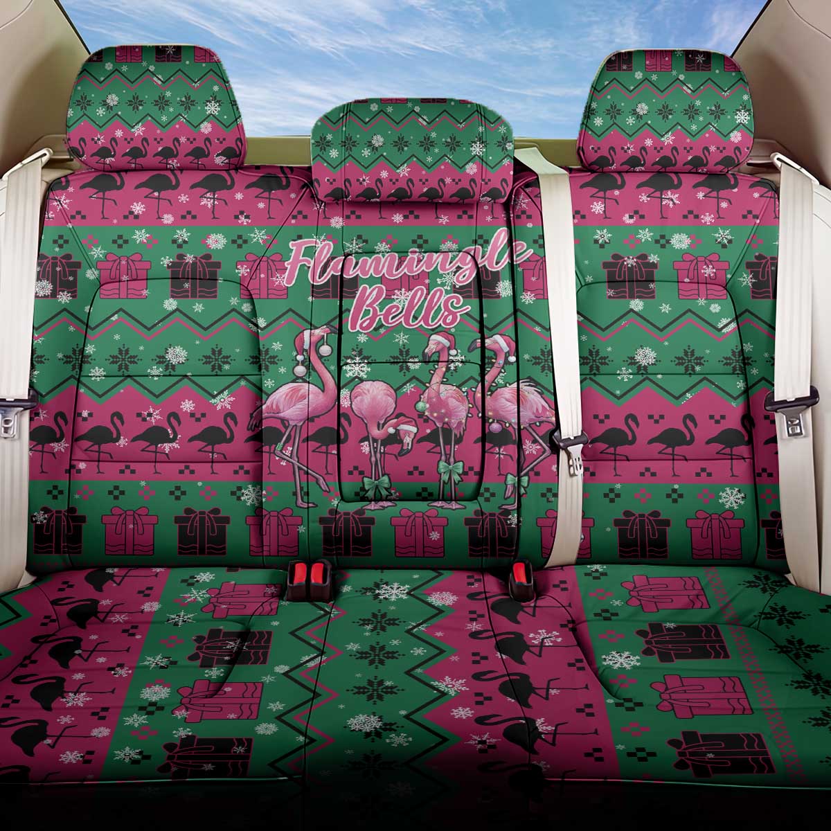 Firefighter Presents Christmas Back Car Seat Cover Xmas Holiday Patterns - Wonder Print Shop