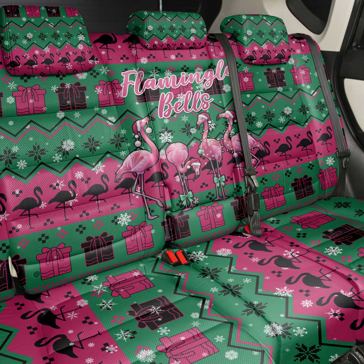 Firefighter Presents Christmas Back Car Seat Cover Xmas Holiday Patterns - Wonder Print Shop