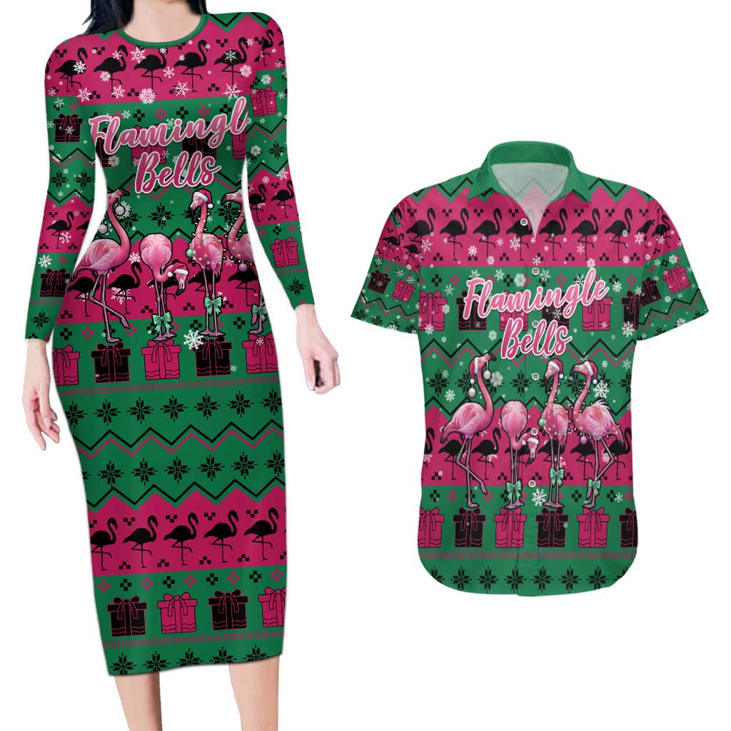Firefighter Presents Christmas Couples Matching Long Sleeve Bodycon Dress and Hawaiian Shirt Xmas Holiday Patterns - Wonder Print Shop
