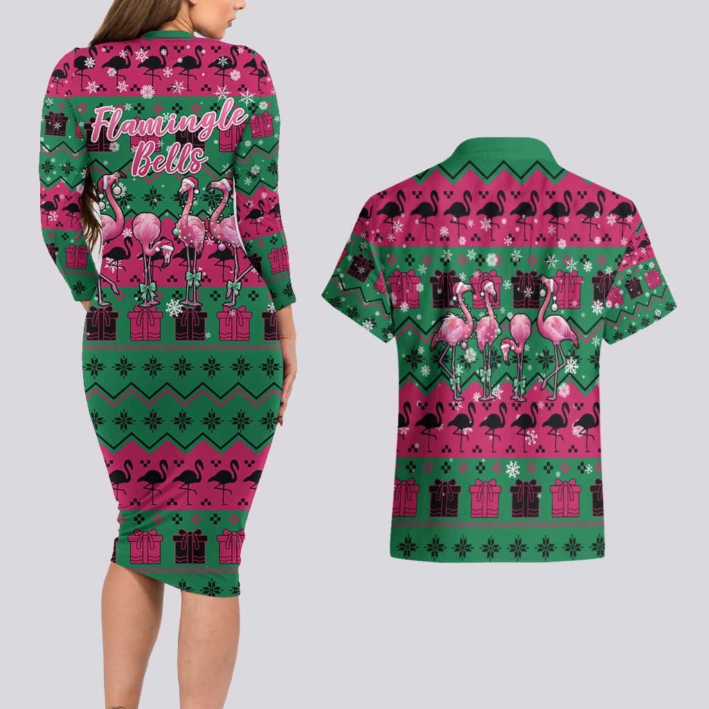 Firefighter Presents Christmas Couples Matching Long Sleeve Bodycon Dress and Hawaiian Shirt Xmas Holiday Patterns - Wonder Print Shop
