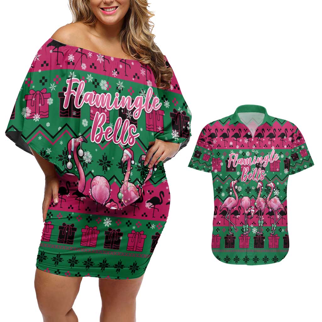 Firefighter Presents Christmas Couples Matching Off Shoulder Short Dress and Hawaiian Shirt Xmas Holiday Patterns - Wonder Print Shop