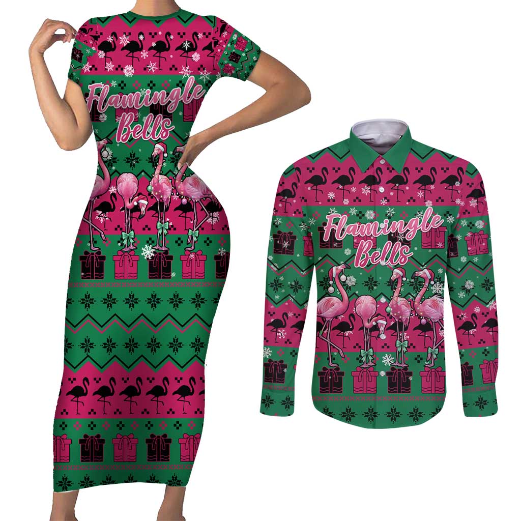 Firefighter Presents Christmas Couples Matching Short Sleeve Bodycon Dress and Long Sleeve Button Shirt Xmas Holiday Patterns - Wonder Print Shop