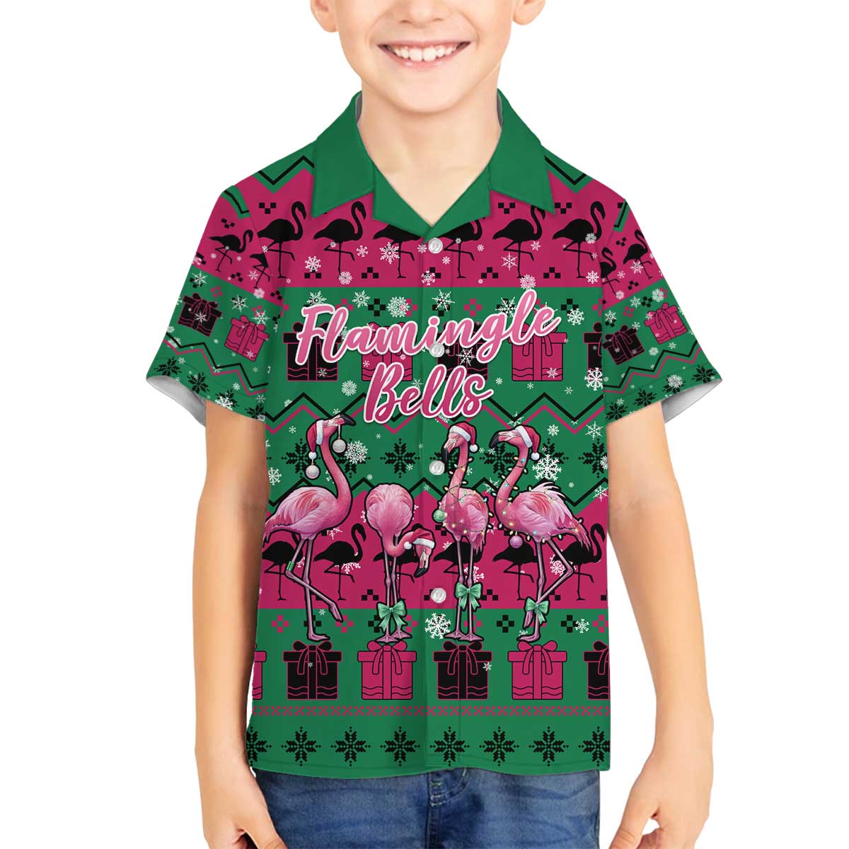 Firefighter Presents Christmas Family Matching Off The Shoulder Long Sleeve Dress and Hawaiian Shirt Xmas Holiday Patterns - Wonder Print Shop
