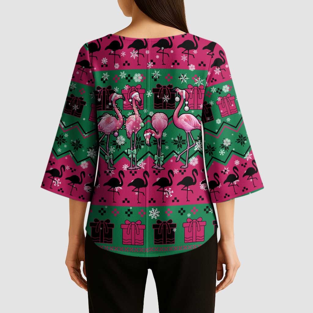 Firefighter Presents Christmas Kimono Sleeve Blouse Xmas Holiday Patterns - undefined