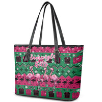 Firefighter Presents Christmas Leather Tote Bag Xmas Holiday Patterns - Wonder Print Shop