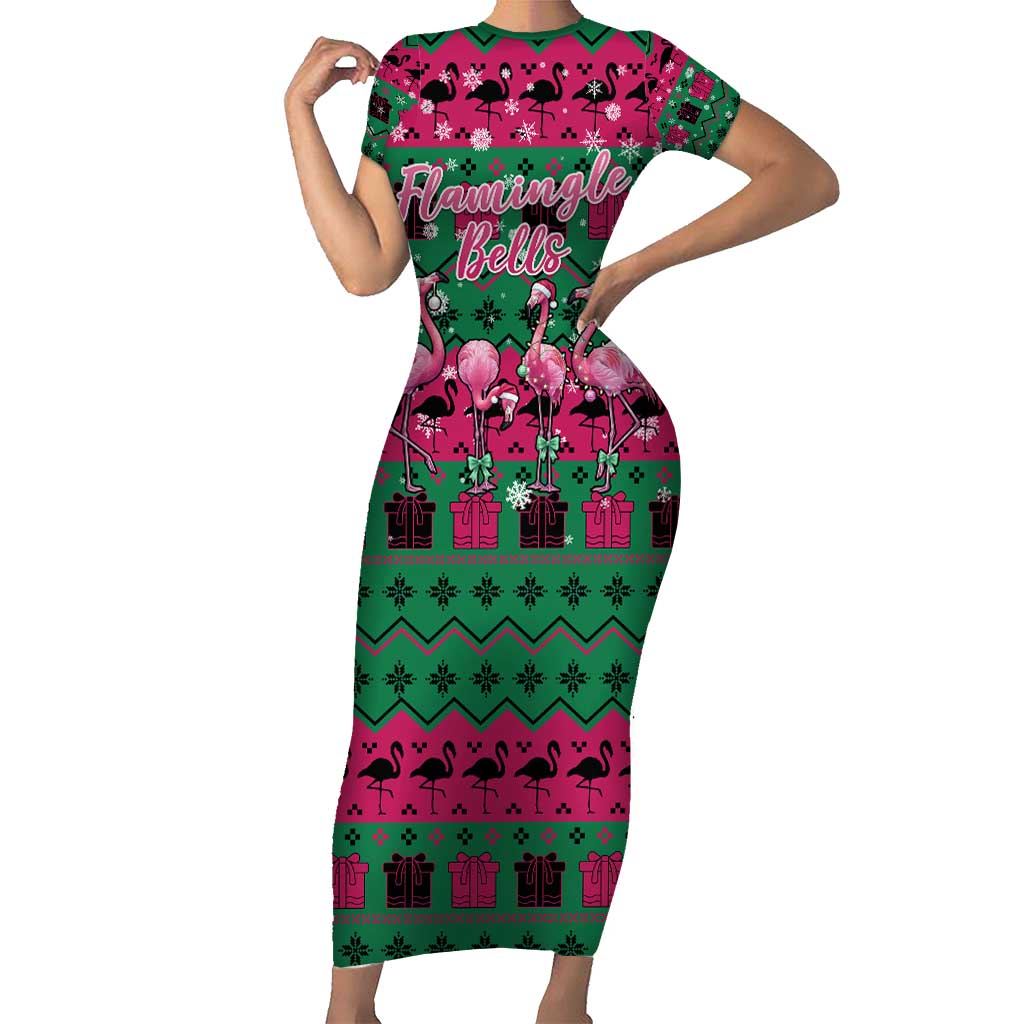Firefighter Presents Christmas Short Sleeve Bodycon Dress Xmas Holiday Patterns - Wonder Print Shop
