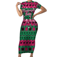 Firefighter Presents Christmas Short Sleeve Bodycon Dress Xmas Holiday Patterns - Wonder Print Shop