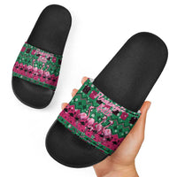 Firefighter Presents Christmas Slide Sandals Xmas Holiday Patterns - Wonder Print Shop
