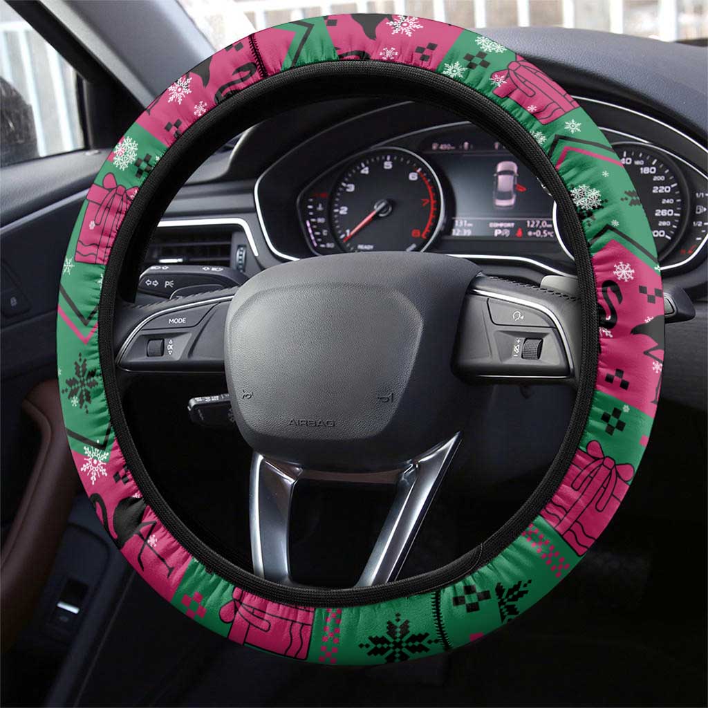 Firefighter Presents Christmas Steering Wheel Cover Xmas Holiday Patterns - Wonder Print Shop