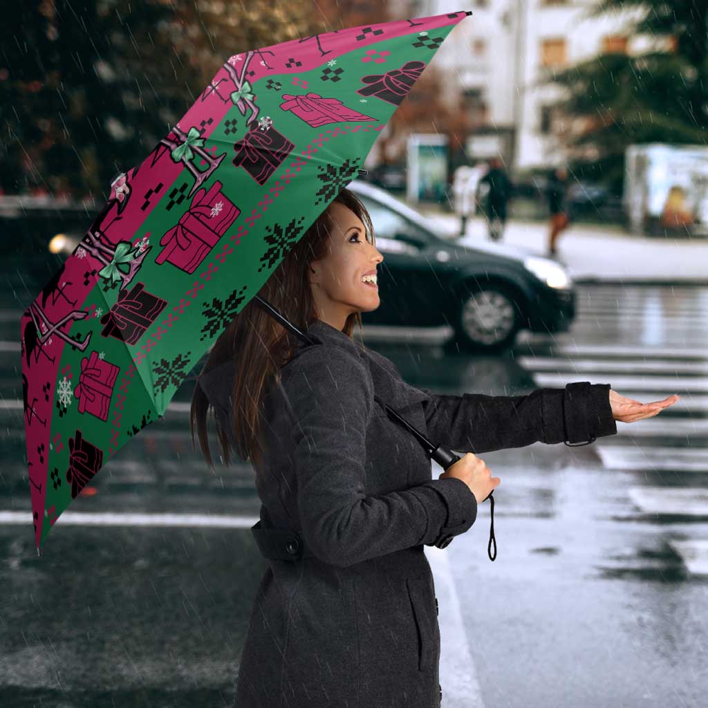 Firefighter Presents Christmas Umbrella Xmas Holiday Patterns - Wonder Print Shop