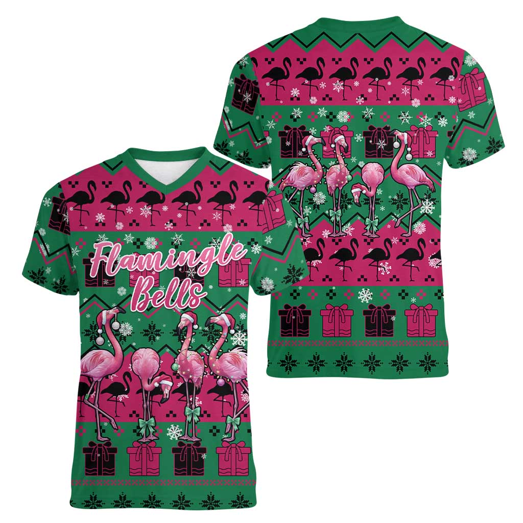 Firefighter Presents Christmas Women V-Neck T-Shirt Xmas Holiday Patterns - Wonder Print Shop