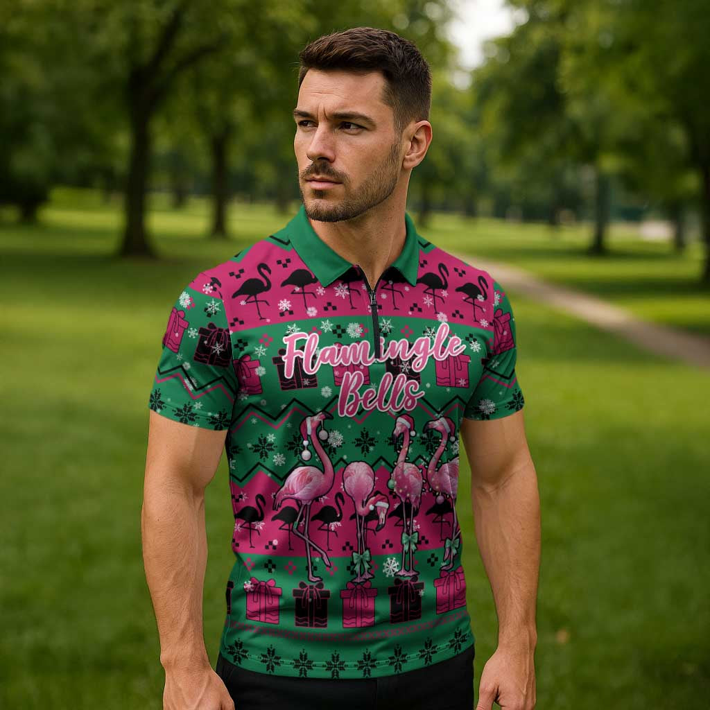 Firefighter Presents Christmas Zipper Polo Shirt Xmas Holiday Patterns - Wonder Print Shop