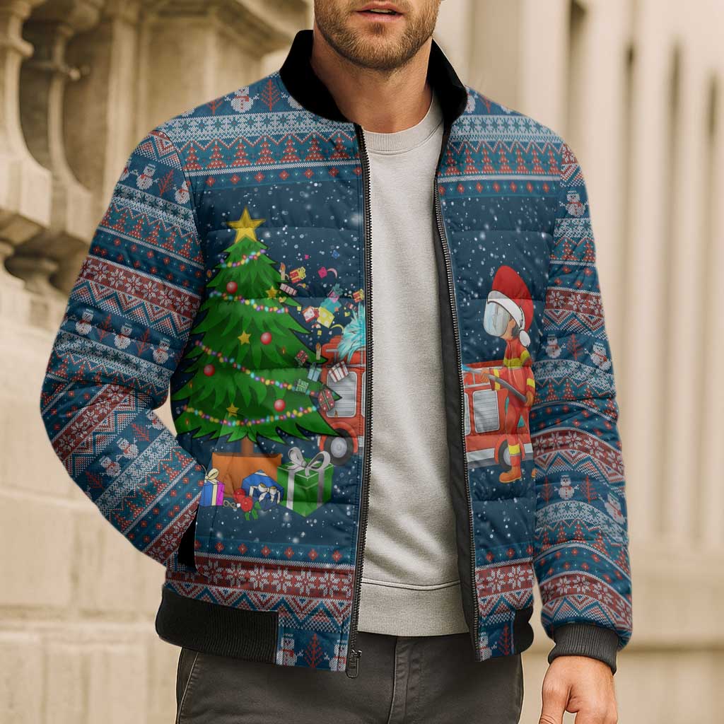 Flamingle Bells Xmas Christmas Bomber Puffer Jacket Xmas Holiday Patterns - Wonder Print Shop