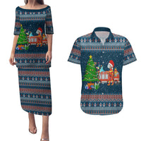 Flamingle Bells Xmas Christmas Couples Matching Puletasi and Hawaiian Shirt Xmas Holiday Patterns - Wonder Print Shop