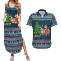 Flamingle Bells Xmas Christmas Couples Matching Summer Maxi Dress and Hawaiian Shirt Xmas Holiday Patterns - Wonder Print Shop