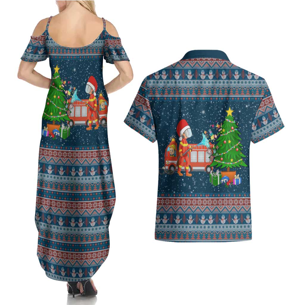 Flamingle Bells Xmas Christmas Couples Matching Summer Maxi Dress and Hawaiian Shirt Xmas Holiday Patterns - Wonder Print Shop