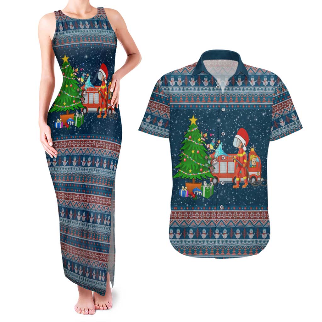 Flamingle Bells Xmas Christmas Couples Matching Tank Maxi Dress and Hawaiian Shirt Xmas Holiday Patterns - Wonder Print Shop